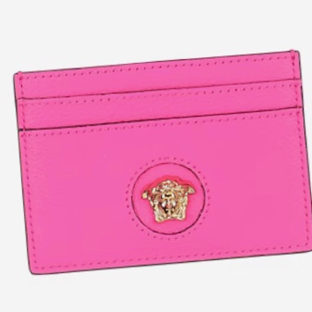 Versace Pink Small Weather Cardholder • Pebbled Calfskin Luxury